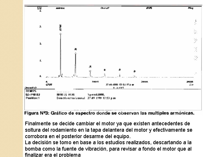 Finalmente se decide cambiar el motor ya que existen antecedentes de soltura del rodamiento