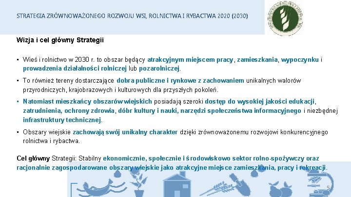 STRATEGIA ZRÓWNOWAŻONEGO ROZWOJU WSI, ROLNICTWA I RYBACTWA 2020 (2030) Wizja i cel główny Strategii