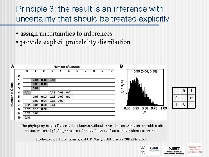 Principle 3: the result is an inference with uncertainty that should be treated explicitly