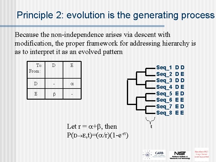 Principle 2: evolution is the generating process Because the non-independence arises via descent with
