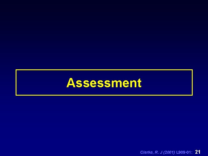 Assessment Clarke, R. J (2001) L 909 -01: 21 