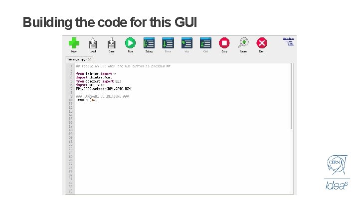 Building the code for this GUI 