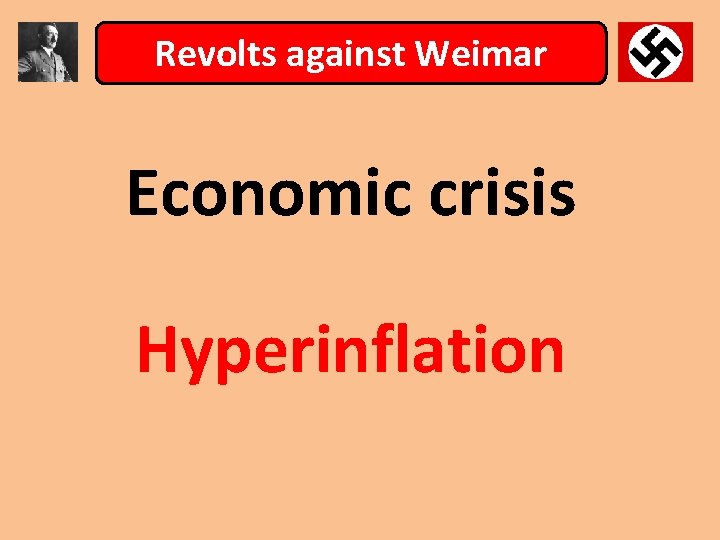 Revolts against Weimar Economic crisis Hyperinflation 
