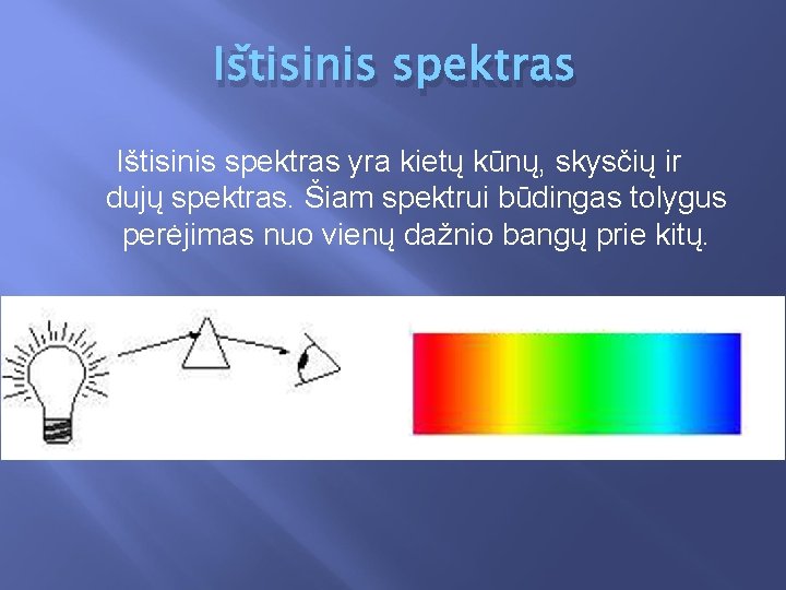 Ištisinis spektras yra kietų kūnų, skysčių ir dujų spektras. Šiam spektrui būdingas tolygus perėjimas