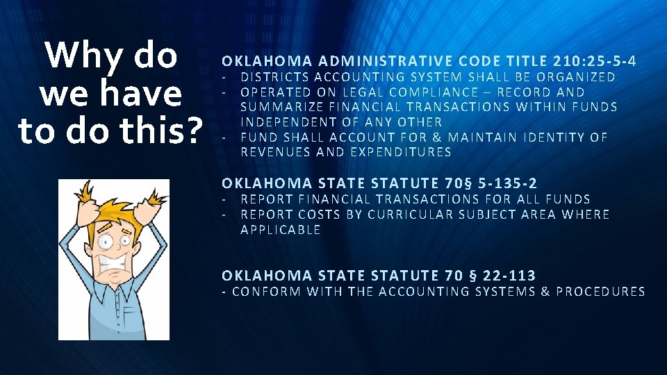 Why do we have to do this? OKLAHOMA ADMINISTRATIVE CODE TITLE 210: 25 -5