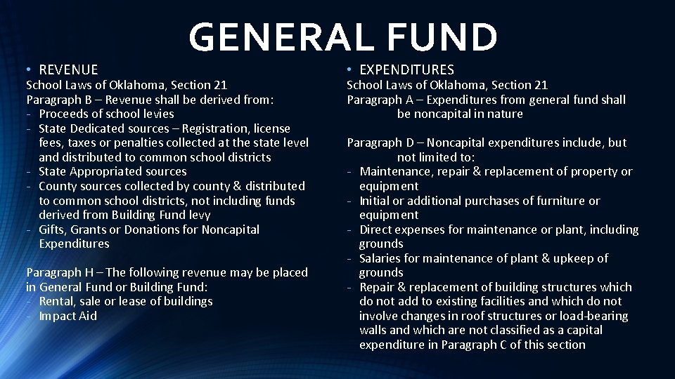  • REVENUE GENERAL FUND School Laws of Oklahoma, Section 21 Paragraph B –