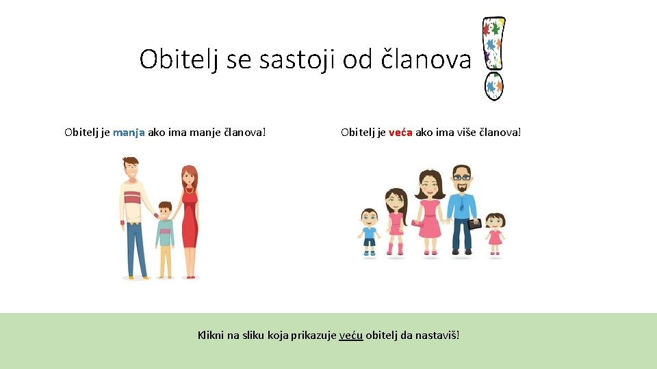 Obitelj se sastoji od članova Obitelj je manja ako ima manje članova! Obitelj je