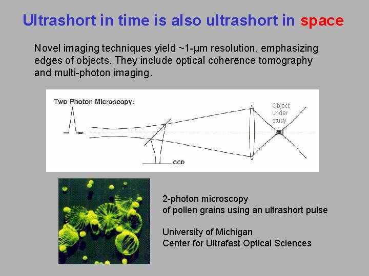 Ultrashort in time is also ultrashort in space Novel imaging techniques yield ~1 -µm