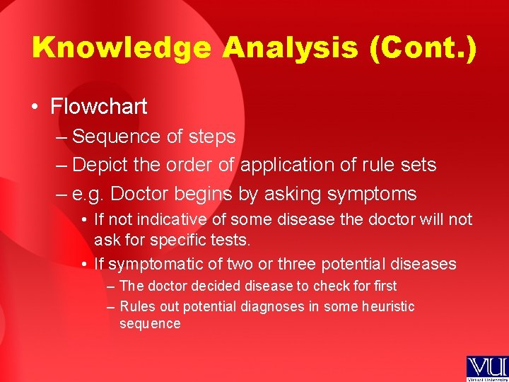 Knowledge Analysis (Cont. ) • Flowchart – Sequence of steps – Depict the order