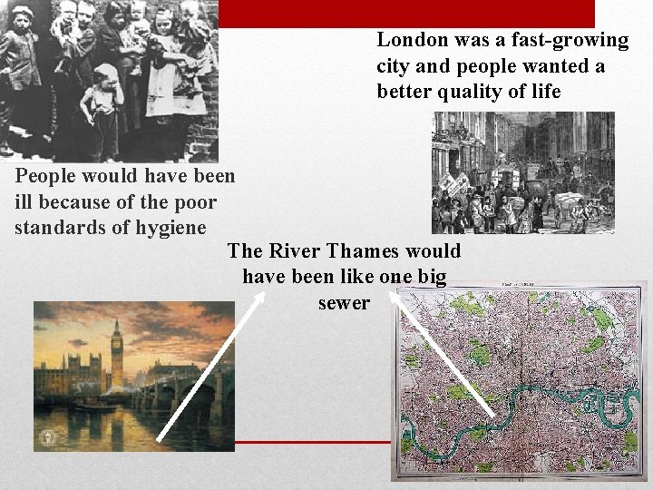 Sewers London was a fast-growing city and people wanted a better quality of life