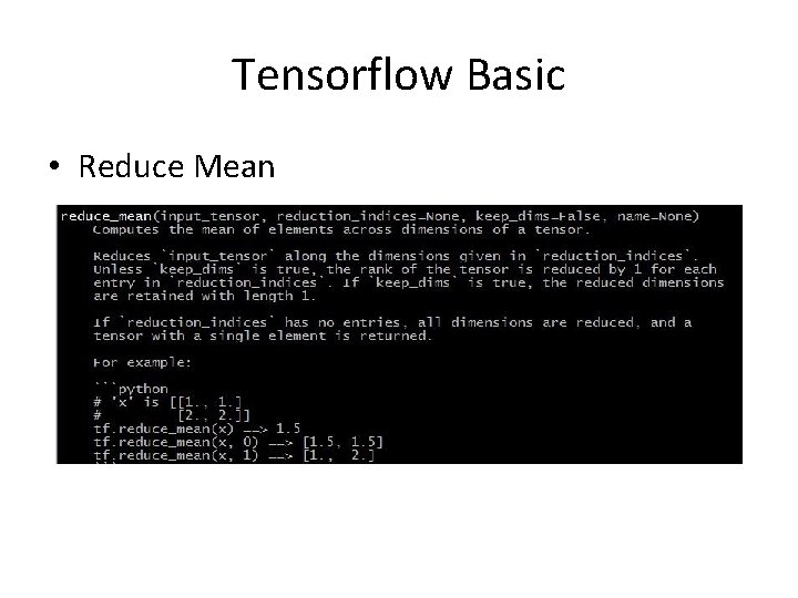 Tensorflow Basic • Reduce Mean 