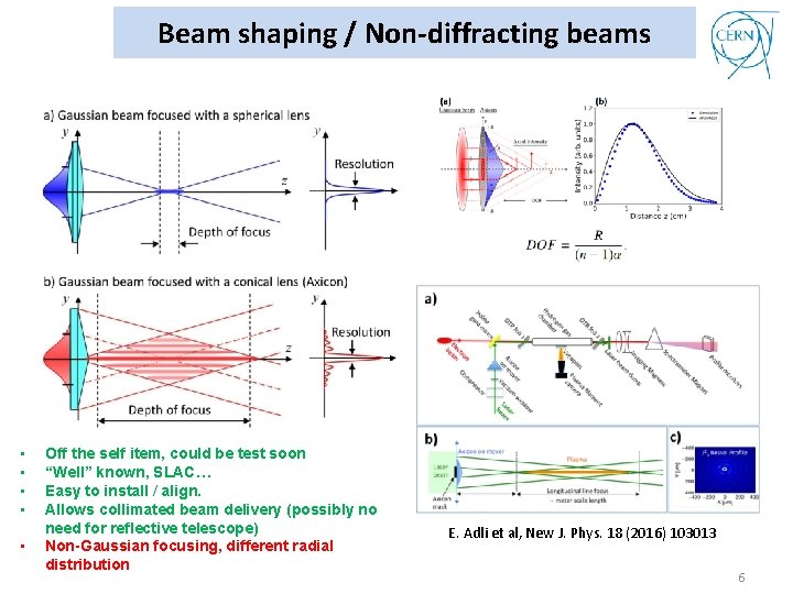 Beam shaping / Non-diffracting beams • • • Off the self item, could be