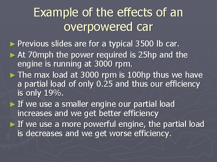 Example of the effects of an overpowered car ► Previous slides are for a