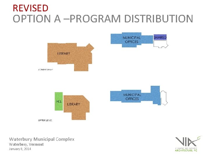 REVISED OPTION A –PROGRAM DISTRIBUTION Waterbury Municipal Complex Waterbury, Vermont January 8, 2014 