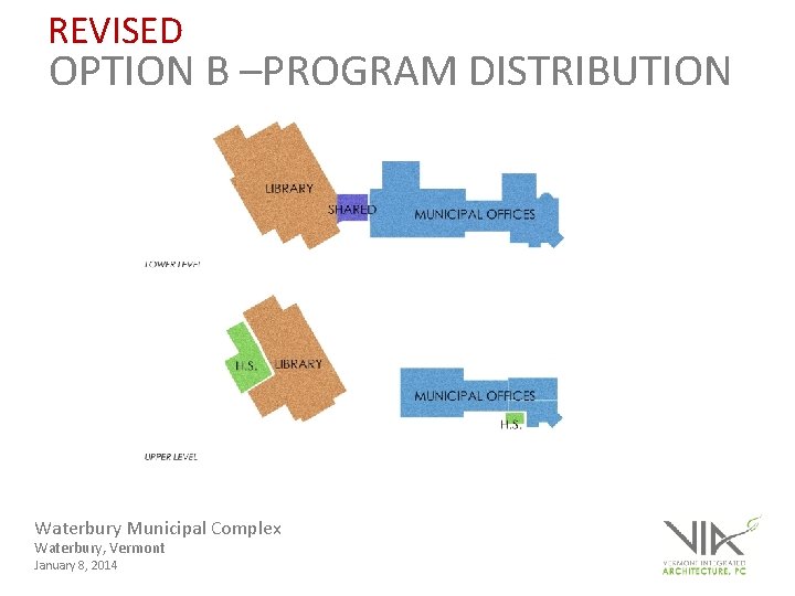 REVISED OPTION B –PROGRAM DISTRIBUTION Waterbury Municipal Complex Waterbury, Vermont January 8, 2014 