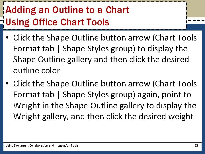 Adding an Outline to a Chart Using Office Chart Tools • Click the Shape