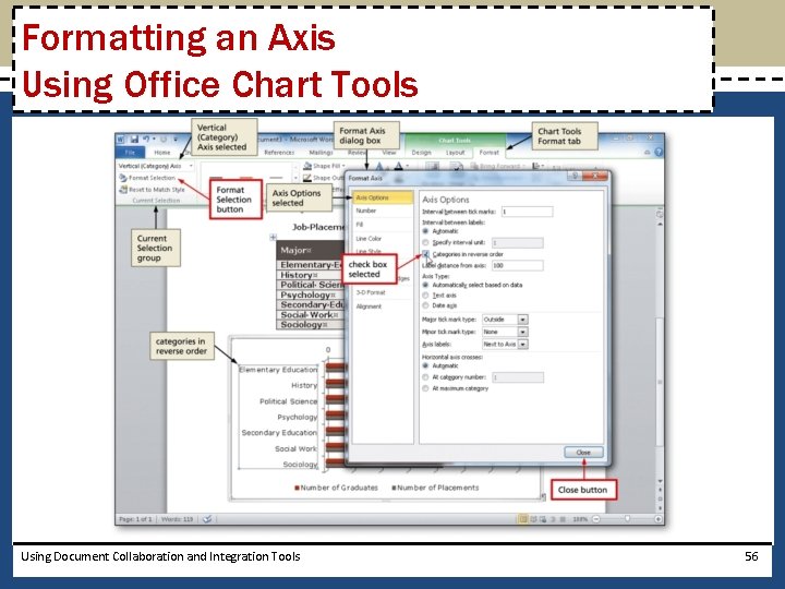 Formatting an Axis Using Office Chart Tools Using Document Collaboration and Integration Tools 56