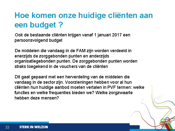 Hoe komen onze huidige cliënten aan een budget ? Ook de bestaande cliënten krijgen