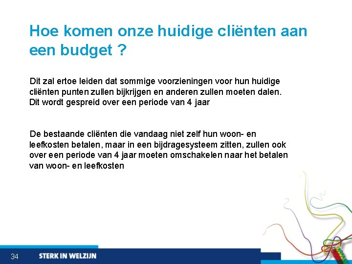 Hoe komen onze huidige cliënten aan een budget ? Dit zal ertoe leiden dat