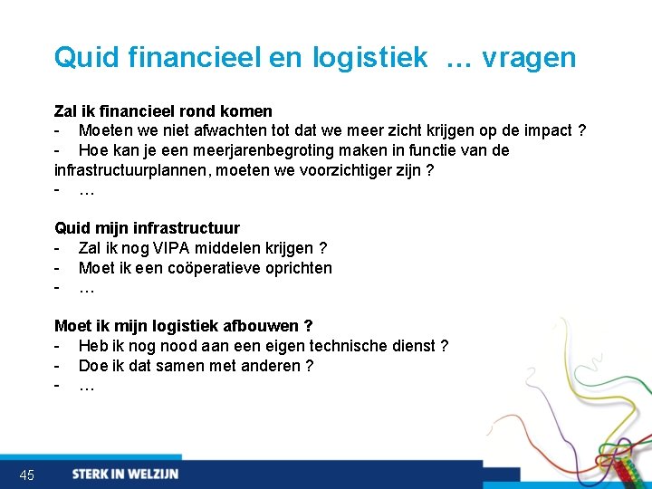 Quid financieel en logistiek … vragen Zal ik financieel rond komen - Moeten we