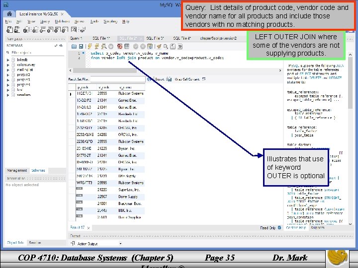 Query: List details of product code, vendor code and vendor name for all products