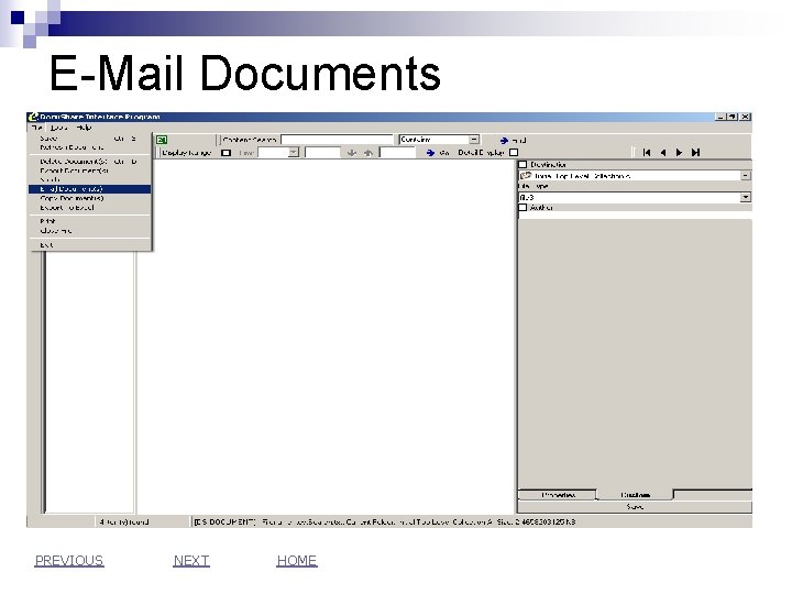 E-Mail Documents PREVIOUS NEXT HOME 