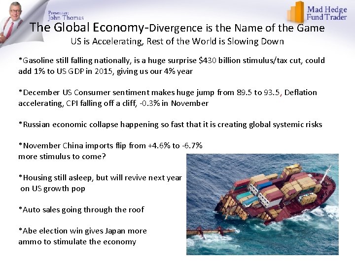 The Global Economy-Divergence is the Name of the Game US is Accelerating, Rest of