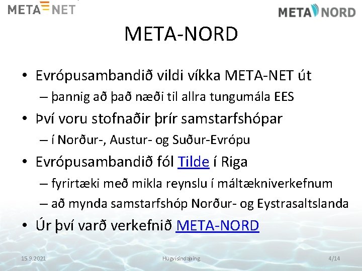 META-NORD • Evrópusambandið vildi víkka META-NET út – þannig að það næði til allra