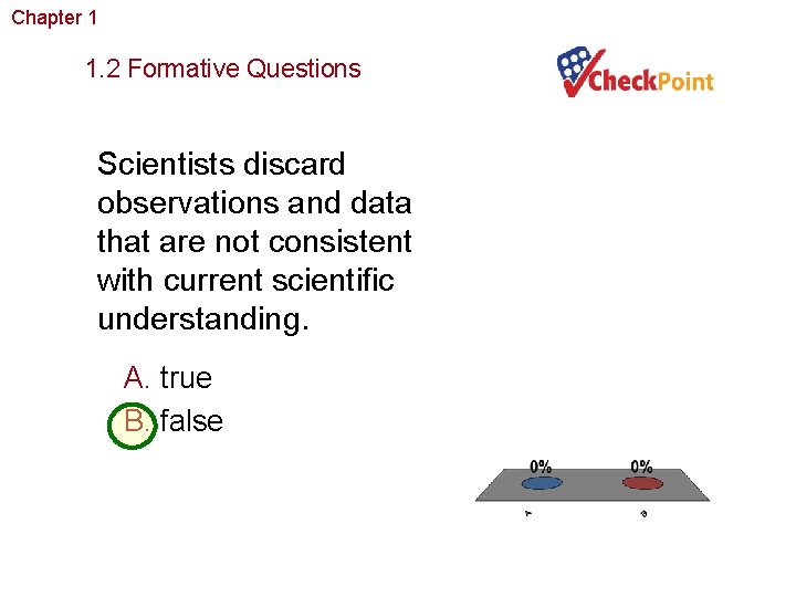Chapter 1 The Study of Life 1. 2 Formative Questions Scientists discard observations and