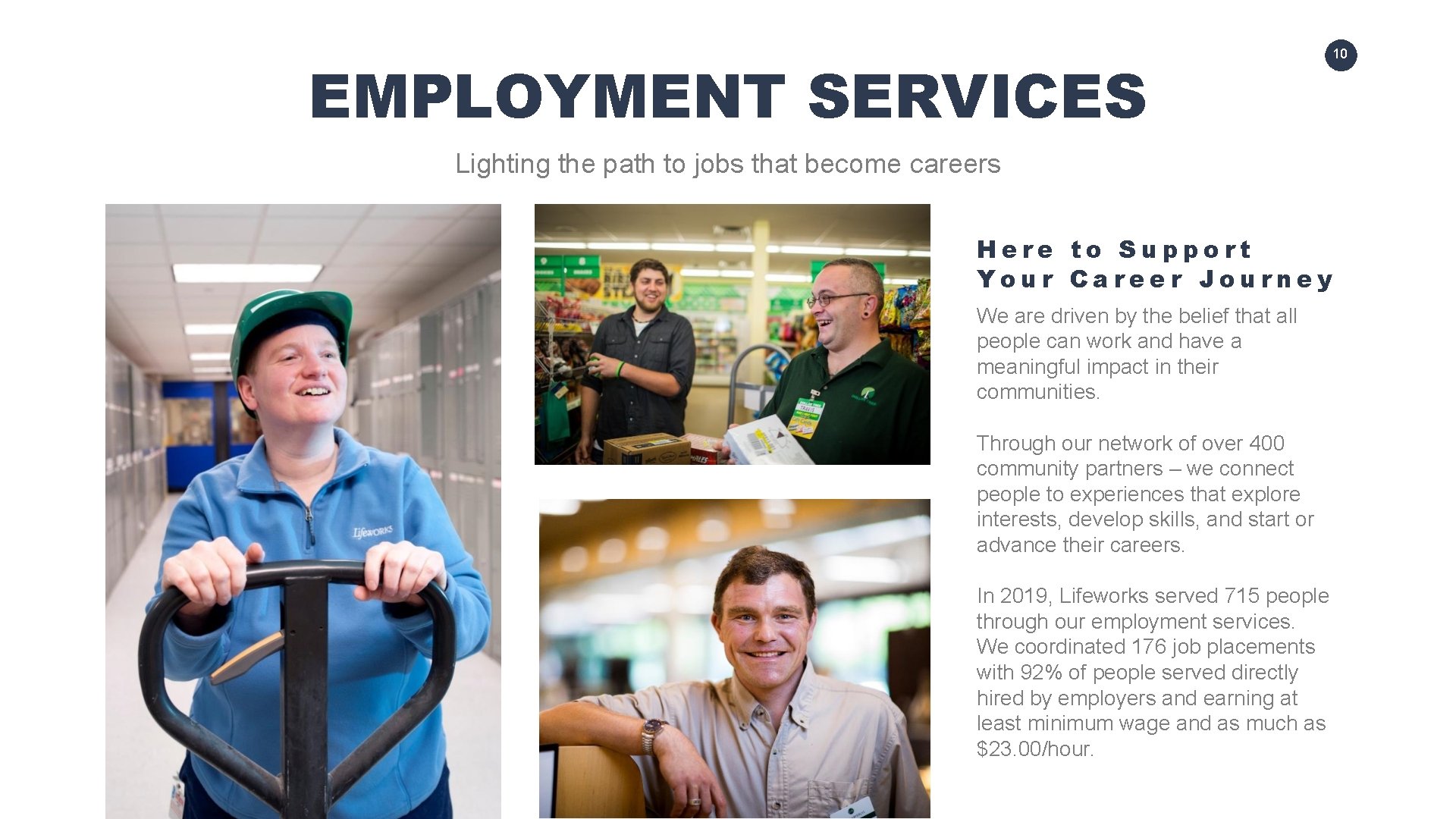 EMPLOYMENT SERVICES Lighting the path to jobs that become careers Here to Support Your