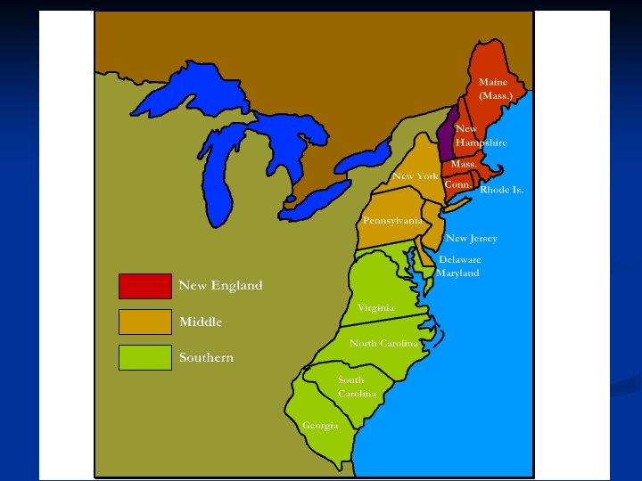 Comparing Colonies New England South Middle a blend