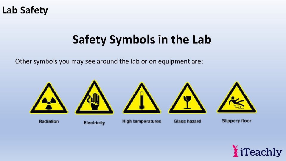 Lab Safety Symbols in the Lab Other symbols you may see around the lab
