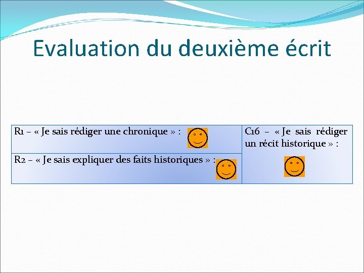 Evaluation du deuxième écrit R 1 – « Je sais rédiger une chronique »