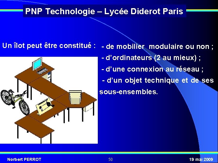 PNP Technologie – Lycée Diderot Paris Un îlot peut être constitué : - de