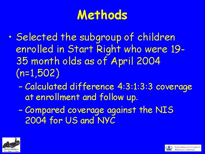 Methods • Selected the subgroup of children enrolled in Start Right who were 1935