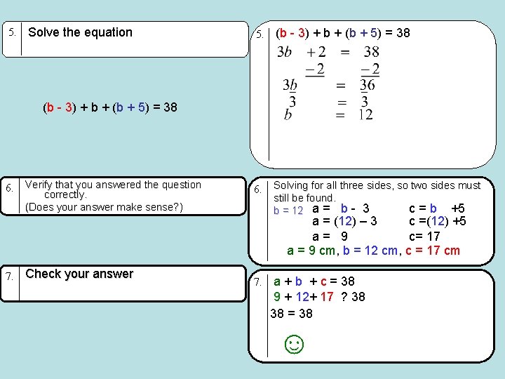 5. Solve the equation 5. (b - 3) + b + (b + 5)