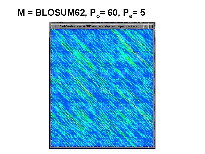 M = BLOSUM 62, Po= 60, Pe= 5 