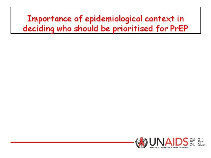 Importance of epidemiological context in deciding who should be prioritised for Pr. EP 