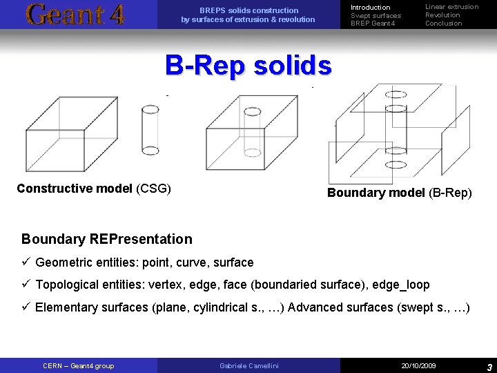 BREPS solids construction by surfaces of extrusion revolution