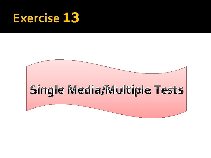 Exercise 13 Single Media/Multiple Tests 