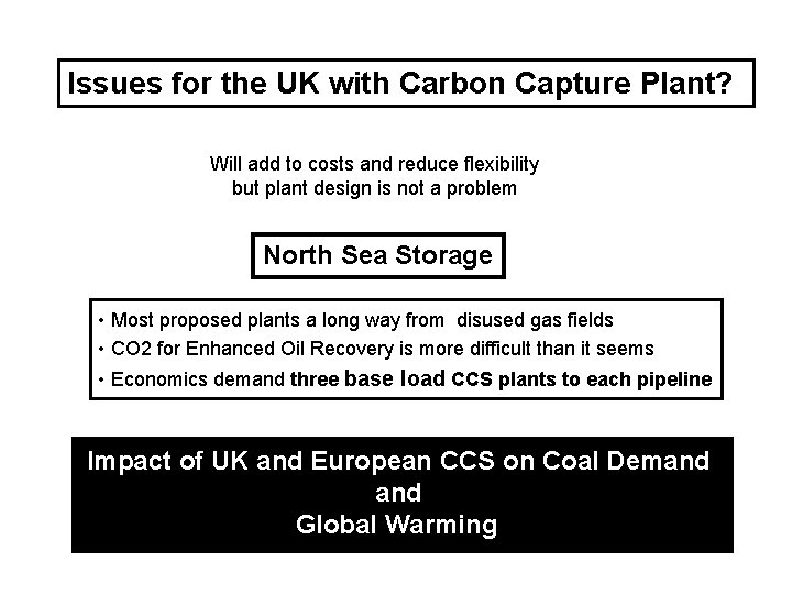 Issues for the UK with Carbon Capture Plant? Will add to costs and reduce