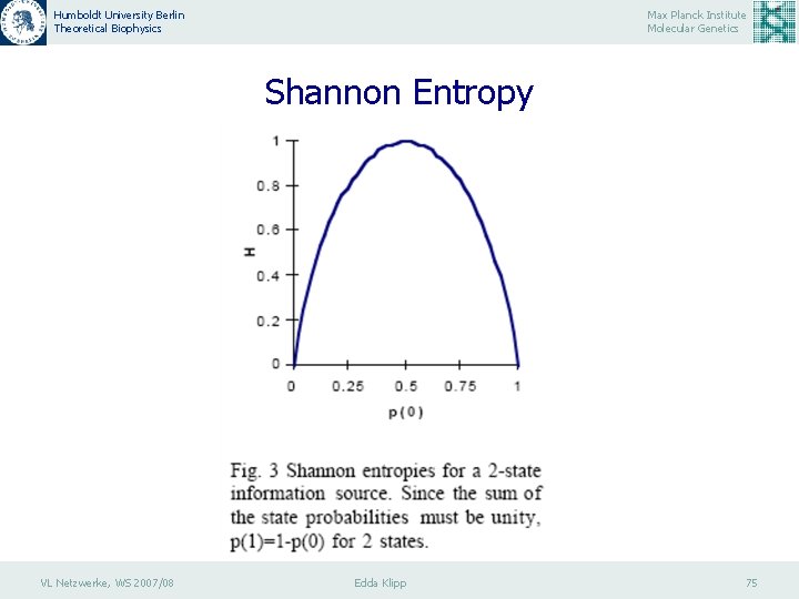 Humboldt University Berlin Theoretical Biophysics Max Planck Institute Molecular Genetics Shannon Entropy VL Netzwerke,