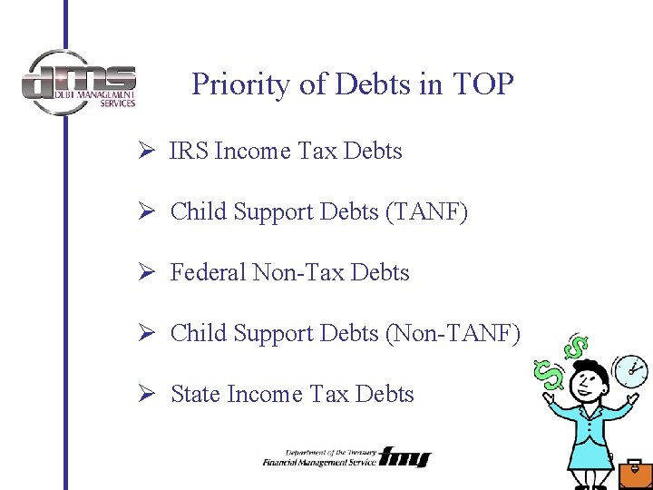 Priority of Debts in TOP Ø IRS Income Tax Debts Ø Child Support Debts