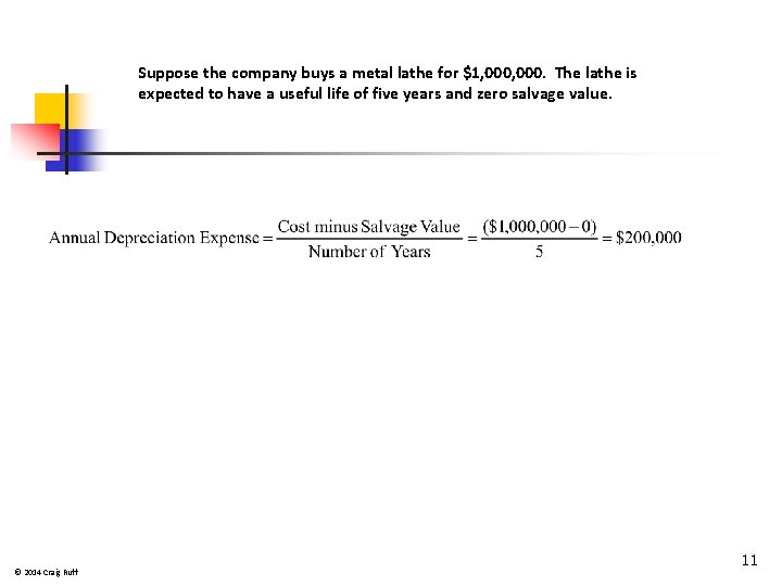 Suppose the company buys a metal lathe for $1, 000. The lathe is expected