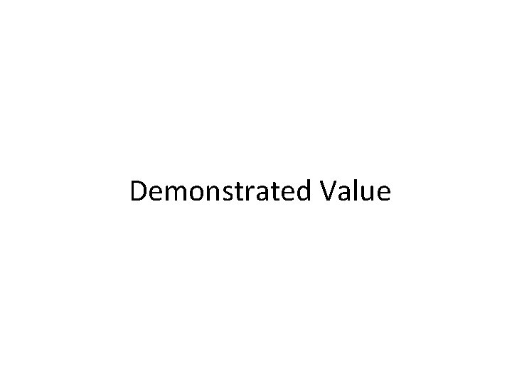 Demonstrated Value 