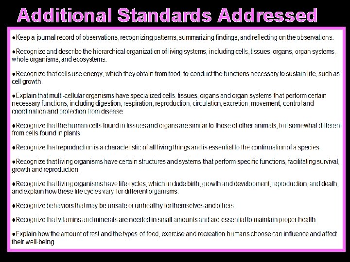 Additional Standards Addressed 