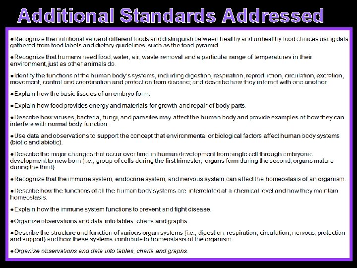 Additional Standards Addressed 