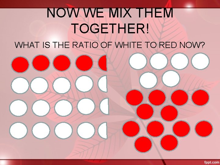 NOW WE MIX THEM TOGETHER! WHAT IS THE RATIO OF WHITE TO RED NOW?