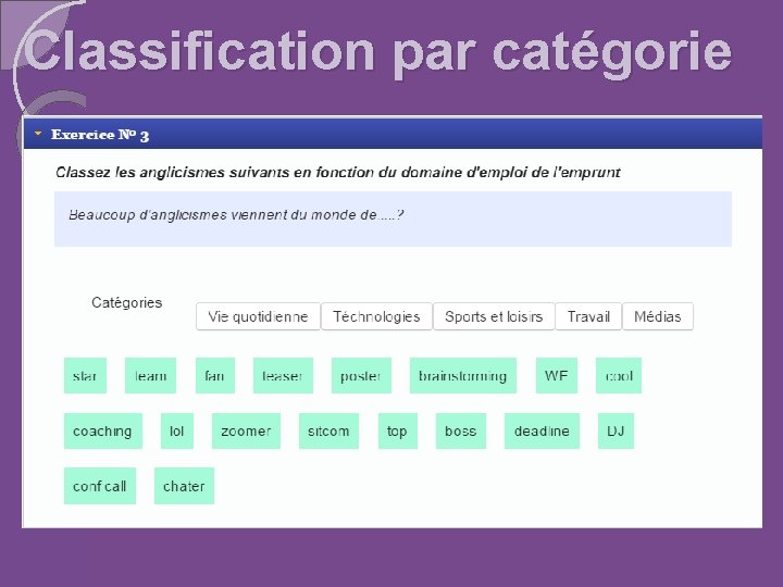 Classification par catégorie 