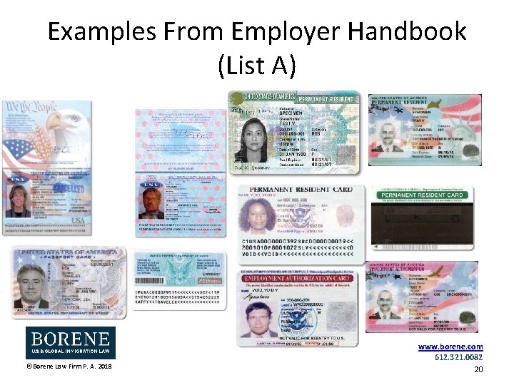 Examples From Employer Handbook (List A) ©Borene Law Firm P. A. 2018 www. borene.